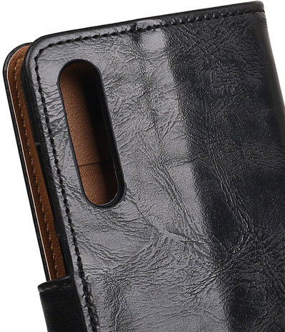 Zwart Pull-Up Wallet Case Hoesje voor Huawei P20 Pro