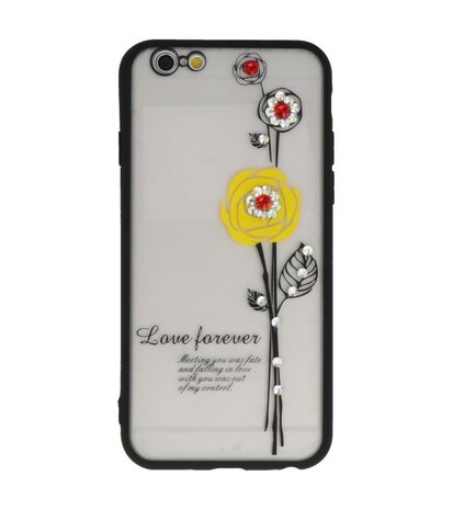 Geel Love Forever back case Hoesje voor Apple iPhone 6 / 6s