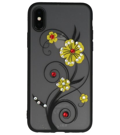 Geel Lelie TPU backcase cover Hoesje met Diamant voor Apple iPhone X