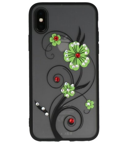 Groen Lelie TPU backcase cover Hoesje met Diamant voor Apple iPhone X