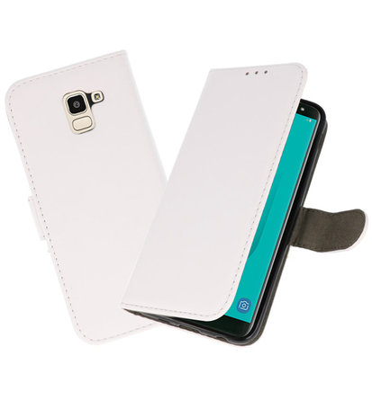 Wit booktype wallet case Hoesje voor Samsung Galaxy J6 2018