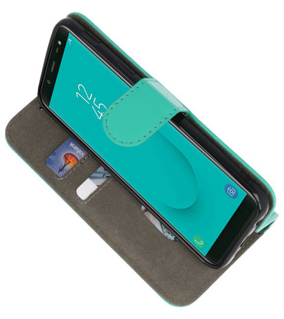 Groen booktype wallet case Hoesje voor Samsung Galaxy J6 2018