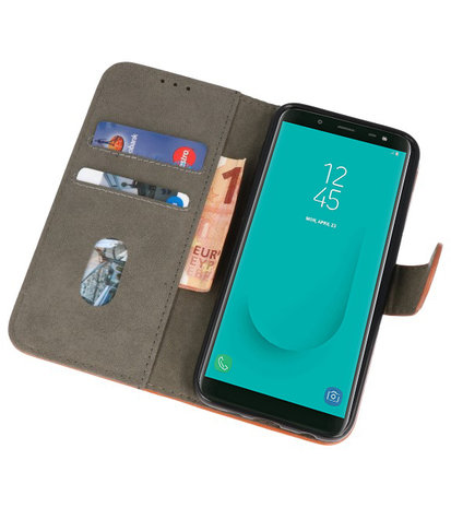 Bruin booktype wallet case Hoesje voor Samsung Galaxy J6 2018