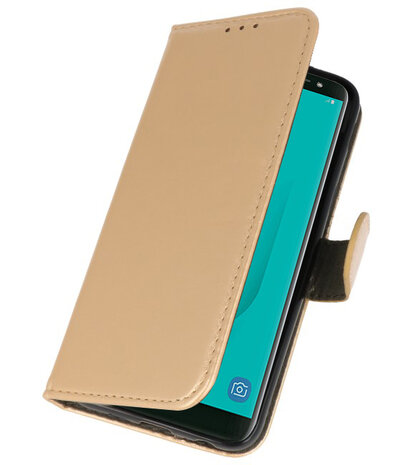 Goud booktype wallet case Hoesje voor Samsung Galaxy J6 2018