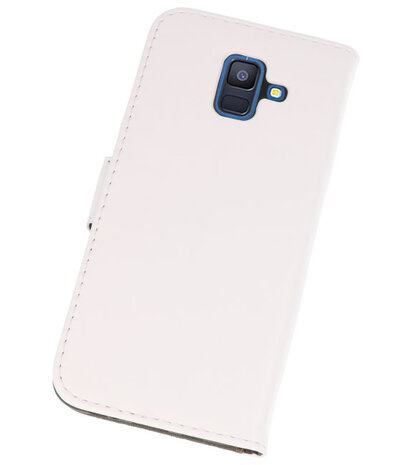 Wit booktype wallet case Hoesje voor Samsung Galaxy A6 2018