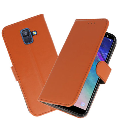 Bruin booktype wallet case Hoesje voor Samsung Galaxy A6 2018