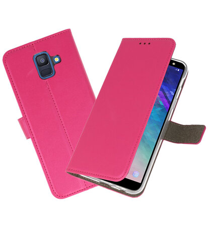 Roze booktype wallet case Hoesje voor Samsung Galaxy A6 2018