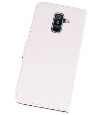 Wit booktype wallet case Hoesje voor Samsung Galaxy A6 Plus 2018