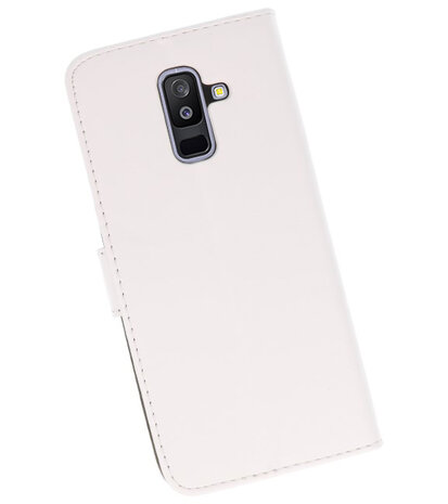 Wit booktype wallet case Hoesje voor Samsung Galaxy A6 Plus 2018