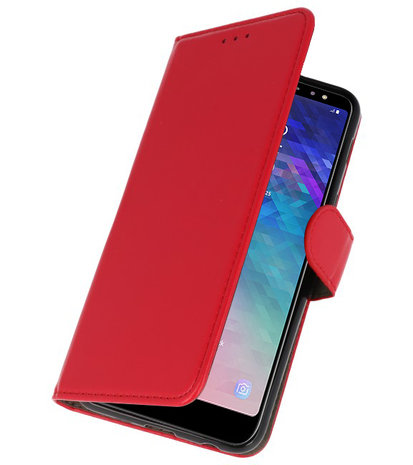 Rood booktype wallet case Hoesje voor Samsung Galaxy A6 Plus 2018
