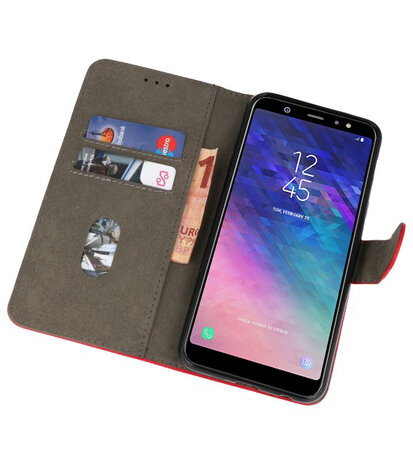 Rood booktype wallet case Hoesje voor Samsung Galaxy A6 Plus 2018