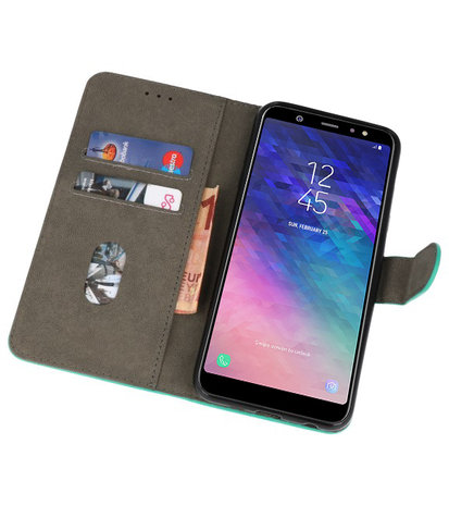 Groen booktype wallet case Hoesje voor Samsung Galaxy A6 Plus 2018