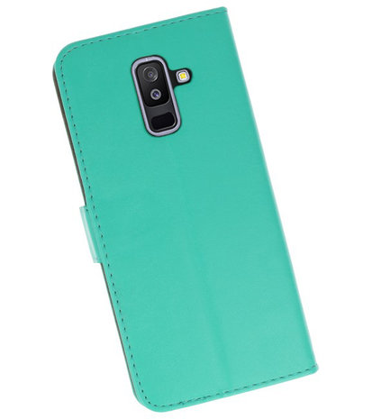 Groen booktype wallet case Hoesje voor Samsung Galaxy A6 Plus 2018