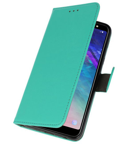 Groen booktype wallet case Hoesje voor Samsung Galaxy A6 Plus 2018