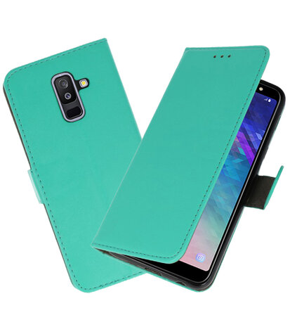 Groen booktype wallet case Hoesje voor Samsung Galaxy A6 Plus 2018