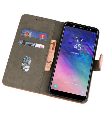 Bruin booktype wallet case Hoesje voor Samsung Galaxy A6 Plus 2018