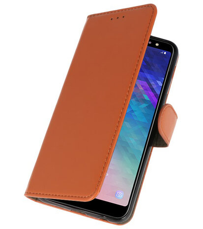 Bruin booktype wallet case Hoesje voor Samsung Galaxy A6 Plus 2018