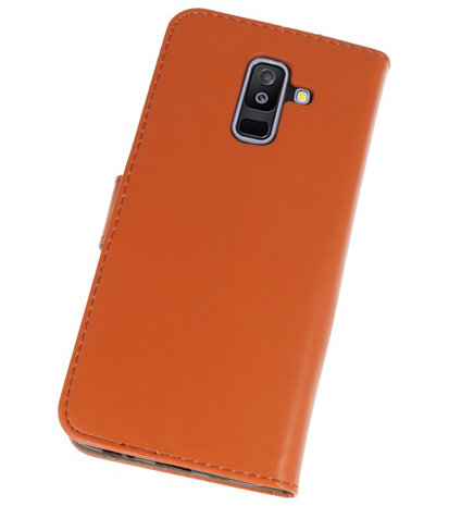 Bruin booktype wallet case Hoesje voor Samsung Galaxy A6 Plus 2018