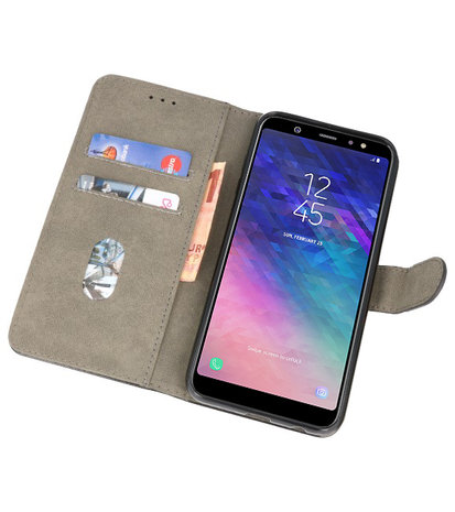 Zwart booktype wallet case Hoesje voor Samsung Galaxy A6 Plus 2018