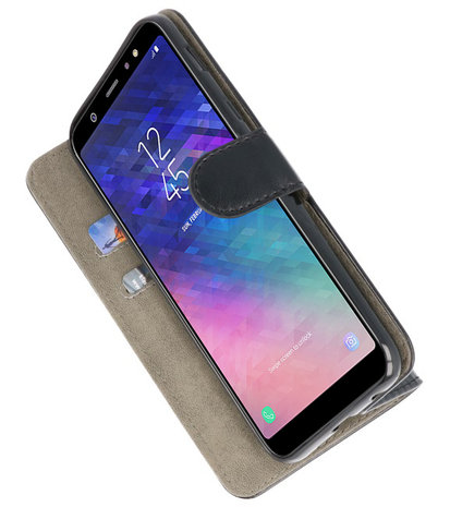 Zwart booktype wallet case Hoesje voor Samsung Galaxy A6 Plus 2018