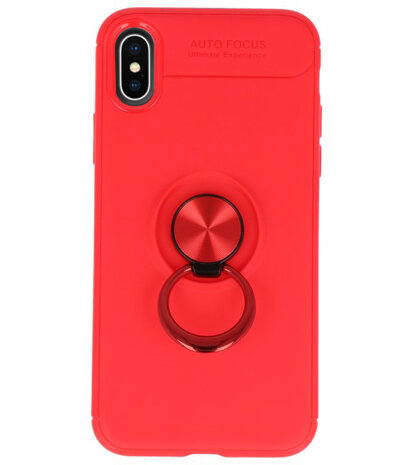 Rood Zacht TPU met Ringhouder hoesje voor Apple iPhone X