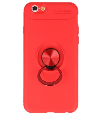 Rood Zacht TPU met Ringhouder hoesje voor Apple iPhone 6 / 6s