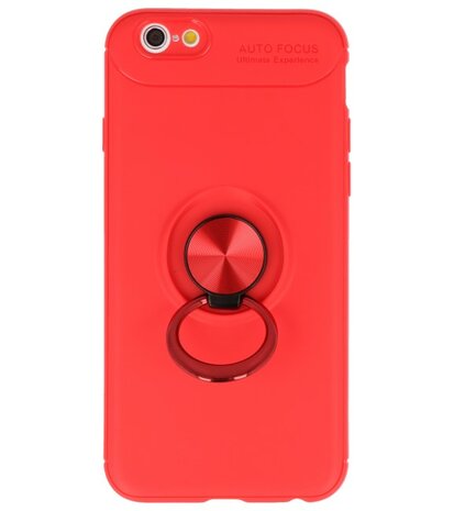 Rood Zacht TPU met Ringhouder hoesje voor Apple iPhone 6 / 6s