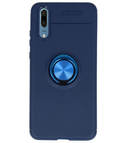 Navy Zacht TPU met Ringhouder hoesje voor Huawei P20