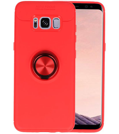 Rood Zacht TPU met Ringhouder hoesje voor Samsung Galaxy S8