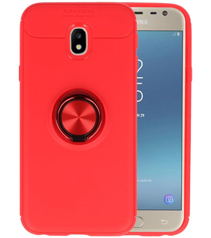 Rood Zacht TPU met Ringhouder hoesje voor Samsung Galaxy J3 2017