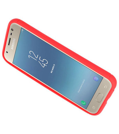 Rood Zacht TPU met Ringhouder hoesje voor Samsung Galaxy J3 2017