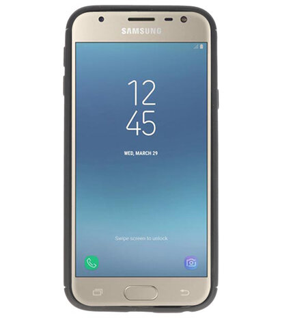 Zwart Zacht TPU met Ringhouder hoesje voor Samsung Galaxy J3 2017