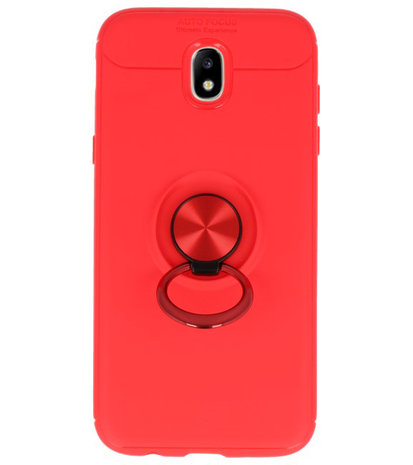 Rood Zacht TPU met Ringhouder hoesje voor Samsung Galaxy J5 2017