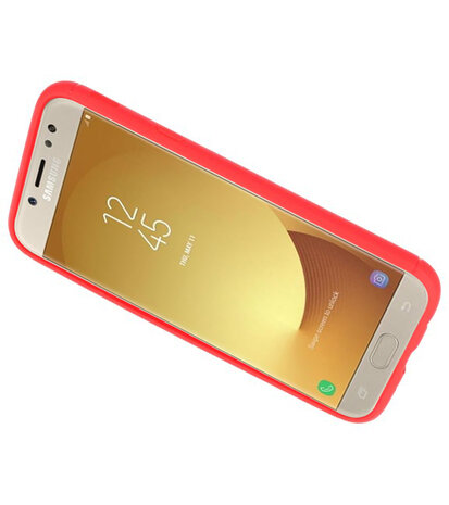 Rood Zacht TPU met Ringhouder hoesje voor Samsung Galaxy J5 2017