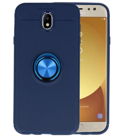 Navy Zacht TPU met Ringhouder hoesje voor Samsung Galaxy J7 2017 / Pro