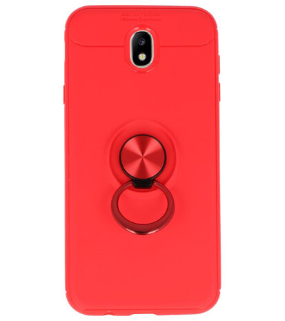 Rood Zacht TPU met Ringhouder hoesje voor Samsung Galaxy J7 2017 / Pro