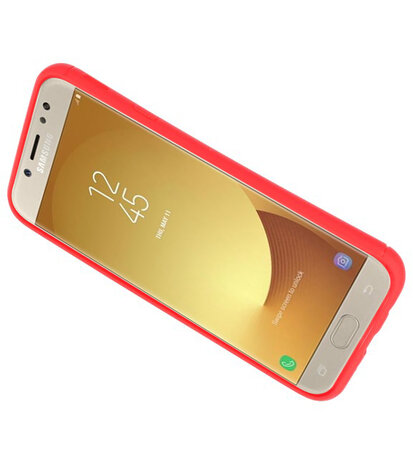 Rood Zacht TPU met Ringhouder hoesje voor Samsung Galaxy J7 2017 / Pro