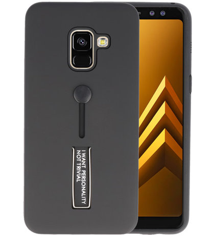 Zwart Stand Case hoesje voor Samsung Galaxy A8 2018