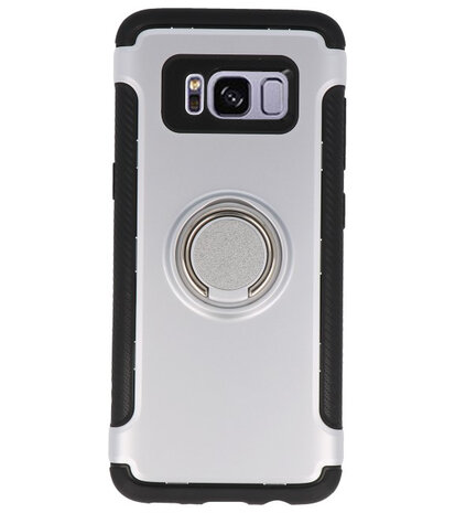  Zilver Pantser TPU met Ringhouder hoesje voor Samsung Galaxy S8