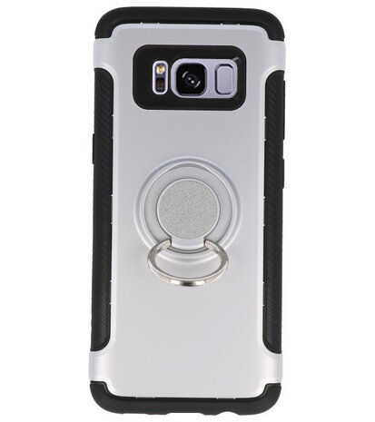  Zilver Pantser TPU met Ringhouder hoesje voor Samsung Galaxy S8