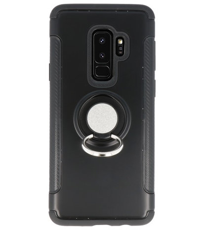  Zwart Pantser TPU met Ringhouder hoesje voor Samsung Galaxy S9 Plus