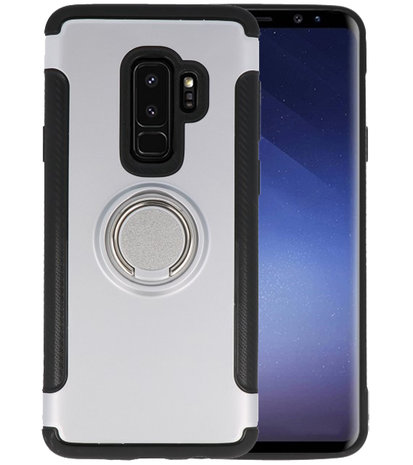 Zilver Pantser TPU met Ringhouder hoesje voor Samsung Galaxy S9 Plus