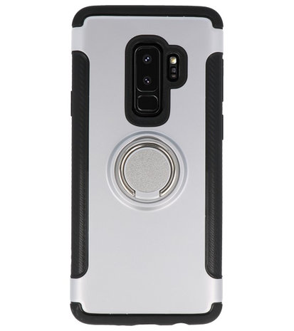 Zilver Pantser TPU met Ringhouder hoesje voor Samsung Galaxy S9 Plus