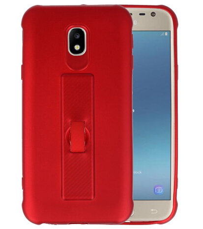 Rood Carbon serie Zacht Case hoesje voor Samsung Galaxy J3 2017