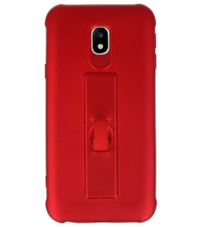 Rood Carbon serie Zacht Case hoesje voor Samsung Galaxy J3 2017