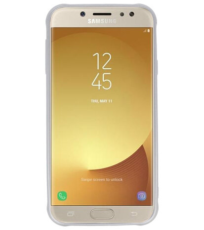 Zilver Carbon serie Zacht Case hoesje voor Samsung Galaxy J7 2017 / Pro