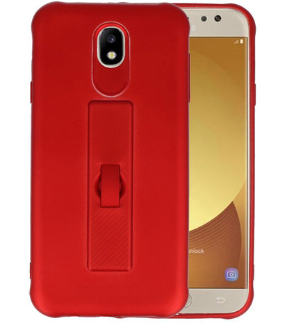 Rood Carbon serie Zacht Case hoesje voor Samsung Galaxy J7 2017 / Pro