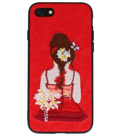 Rood Chinees Borduurwerk TPU back case hoesje voor Apple iPhone 7 / 8