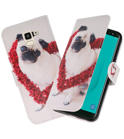 Hond booktype wallet case Hoesje voor Samsung Galaxy J8