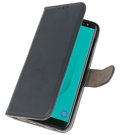 Zwart booktype wallet case Hoesje voor Samsung Galaxy J8